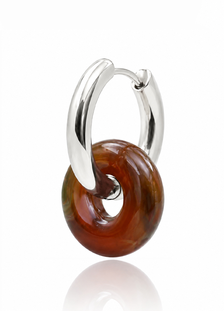 Boucle d'oreille Loa argentée