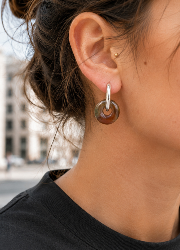 Boucle d'oreille Loa argentée