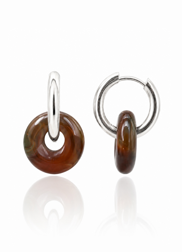 Boucle d'oreille Loa argentée
