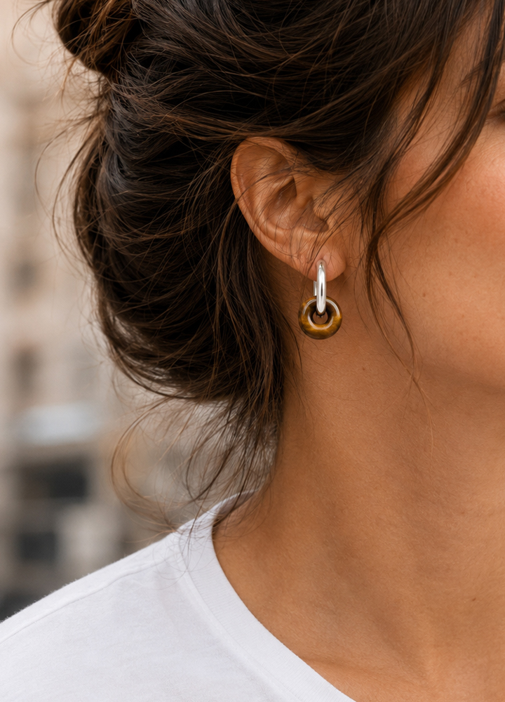 Boucle d'oreille Loa argentée