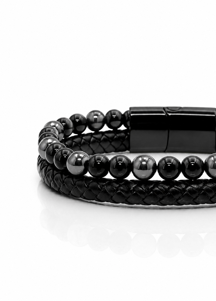 Bracelet Aska cuir noir
