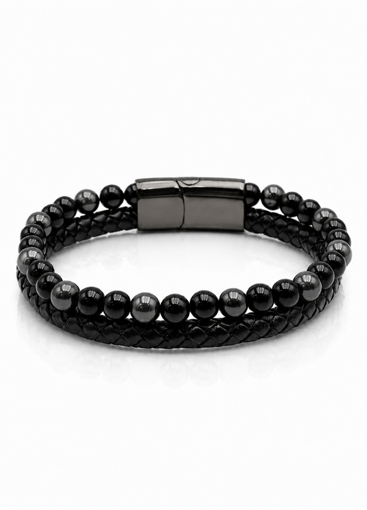 Bracelet Aska cuir noir