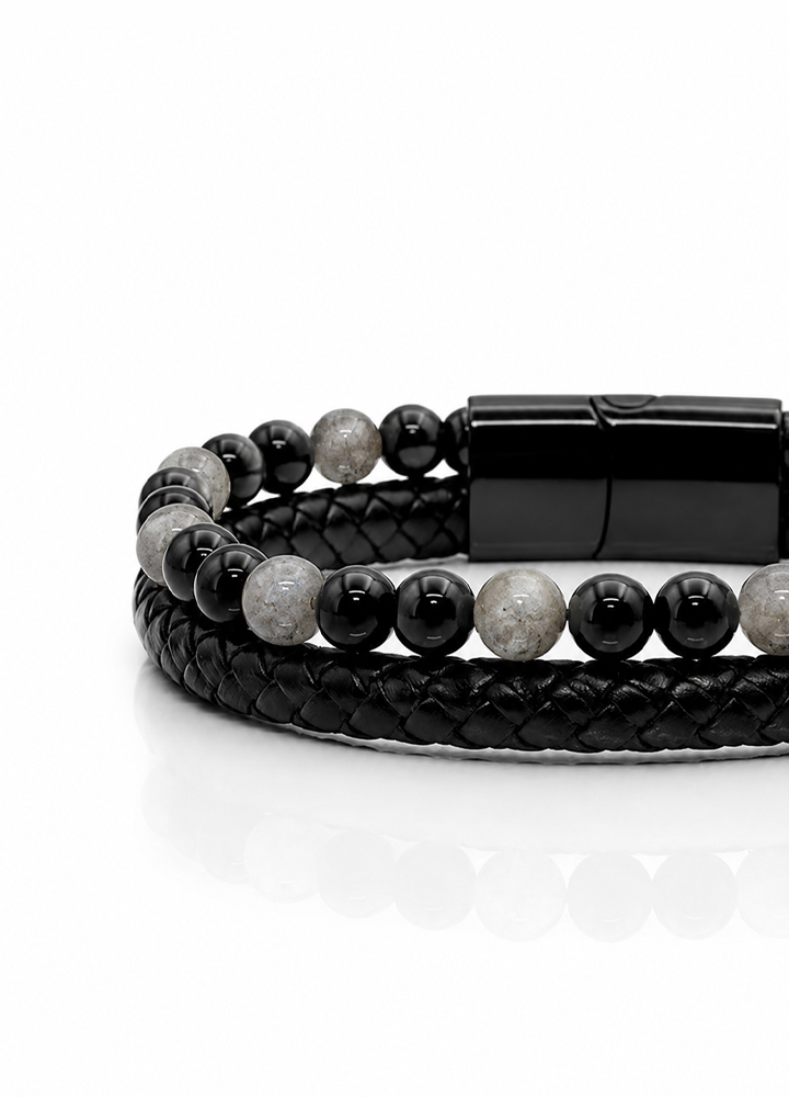 Bracelet Aska cuir noir