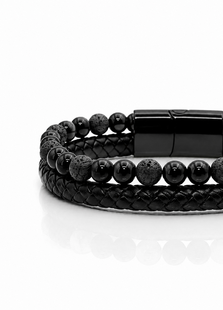 Bracelet Aska cuir noir