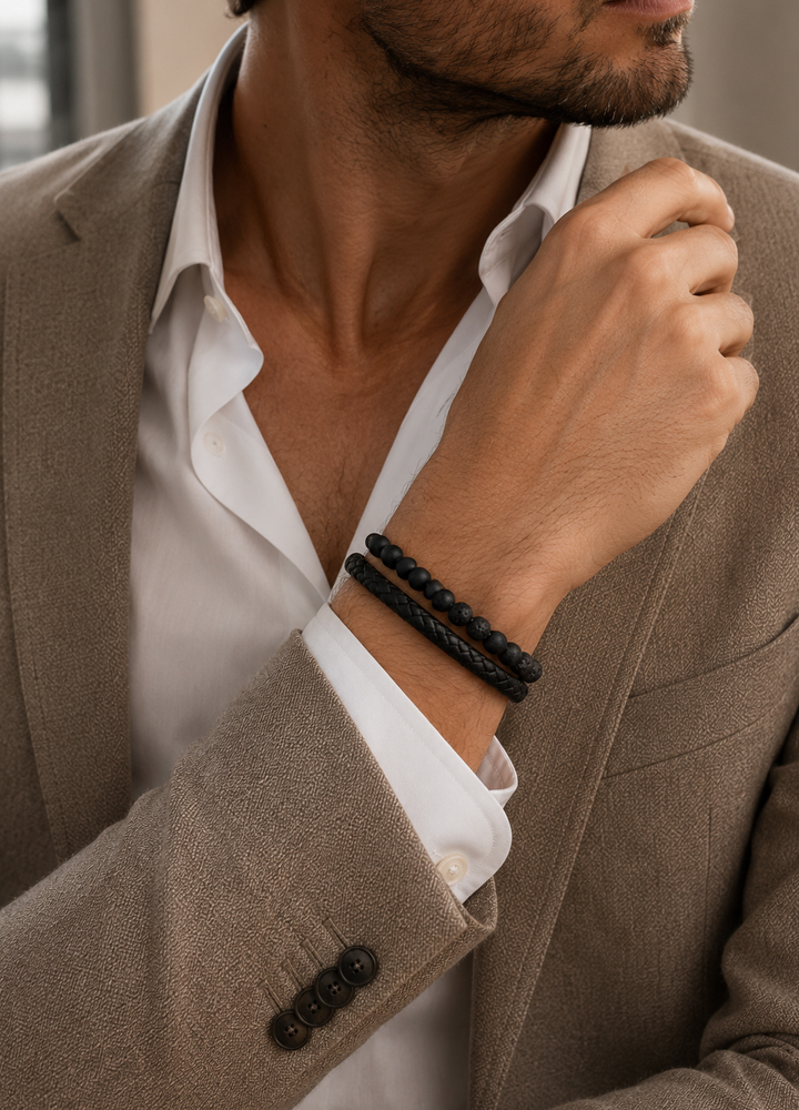 Bracelet Aska cuir noir