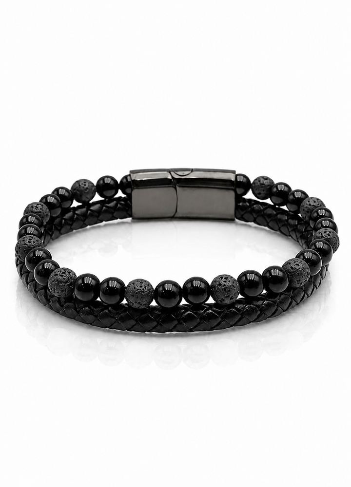 Bracelet Aska cuir noir